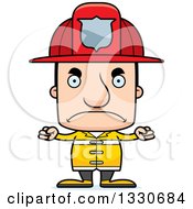 Cartoon Mad Block Headed White Man Firefighter