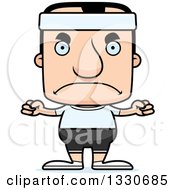 Clipart Of A Cartoon Mad Block Headed White Fitness Man Royalty Free Vector Illustration
