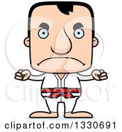 Clipart Of A Cartoon Mad Block Headed White Karate Man Royalty Free Vector Illustration