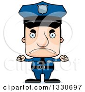 Cartoon Mad Block Headed White Man Police Officer