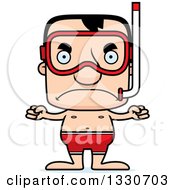 Clipart Of A Cartoon Mad Block Headed White Man In Snorkel Gear Royalty Free Vector Illustration by Cory Thoman