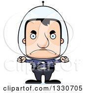 Cartoon Mad Block Headed Futuristic White Space Man