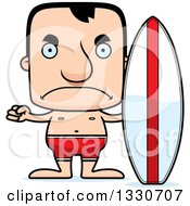 Clipart Of A Cartoon Mad Block Headed White Man Surfer Royalty Free Vector Illustration by Cory Thoman