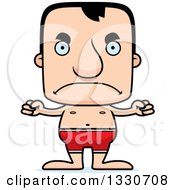 Clipart Of A Cartoon Mad Block Headed White Man Swimmer Royalty Free Vector Illustration by Cory Thoman