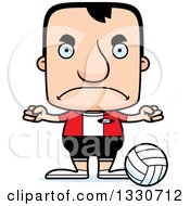 Poster, Art Print Of Cartoon Mad Block Headed White Man Volleyball Player
