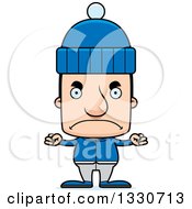 Cartoon Mad Block Headed White Man In Winter Clothes