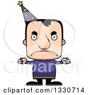 Clipart Of A Cartoon Mad Block Headed White Man Wizard Royalty Free Vector Illustration by Cory Thoman