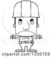 Poster, Art Print Of Cartoon Black And White Mad Block Headed White Man Construction Worker