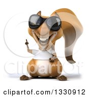 3d Casual Squirrel Wearing A White T Shirt And Sunglasses Holding Up A Finger