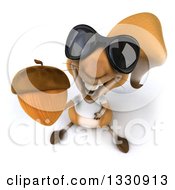 3d Casual Squirrel Wearing A White T Shirt And Sunglasses Holding Up An Acorn