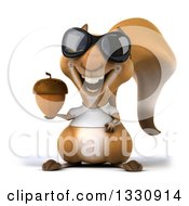 3d Casual Squirrel Wearing A White T Shirt And Sunglasses Holding An Acorn