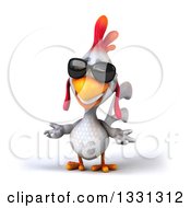 Clipart Of A 3d White Chicken Wearing Sunglasses And Shrugging Royalty Free Illustration by Julos