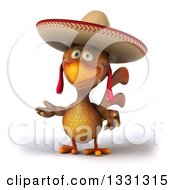 Clipart Of A 3d Brown Mexican Chicken Presenting Royalty Free Illustration by Julos