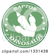 Clipart Of A Raptor Dinosaur Foot Print In A Green Circle With Text Royalty Free Vector Illustration