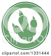Clipart Of A Green Raptor Dinosaur Foot Print In A Circle 2 Royalty Free Vector Illustration