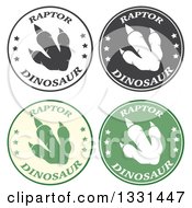 Poster, Art Print Of Raptor Dinosaur Foot Prints In Circles With Text