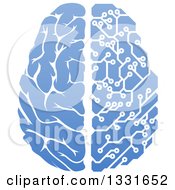 Blue Half Human Half Artificial Intelligence Circuit Board Brain