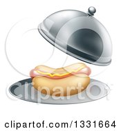 3d Hot Dog Being Served In A Cloche Platter
