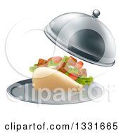 Poster, Art Print Of 3d Souvlaki Kebab Sandwich Being Served In A Cloche Platter