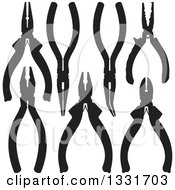 Clipart Of Black And White Pliers Royalty Free Vector Illustration