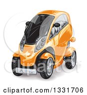 Poster, Art Print Of Orange Futuristic Compact Mini Car