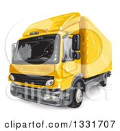 Clipart Of A Yellow Big Rig Lorry Truck Royalty Free Vector Illustration by merlinul