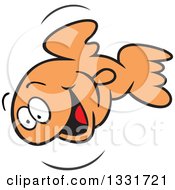 Cartoon Happy Goldfish Jumping And Smiling