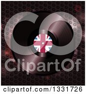 Poster, Art Print Of 3d Vinyl Record With A British Flag In The Center Over Honeycomb Patterned Metal