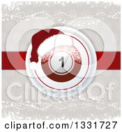 Poster, Art Print Of 3d Christmas Bingo Or Lottery Ball With A Santa Hat And Snowflakes Over Taupe And Red