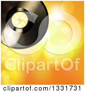 3d Music Vinyl Record With Yellow Gingham Plaid Over Yellow And Orange Flares