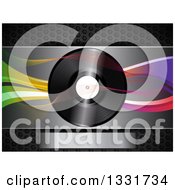 Poster, Art Print Of 3d Music Vinyl Record With Mesh And Colorful Waves Over Metal With A Plaque