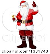 Poster, Art Print Of Christmas Santa Claus Waving And Ringing A Bell
