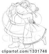 Poster, Art Print Of Black And White Christmas Santa Claus Waving And Ringing A Bell