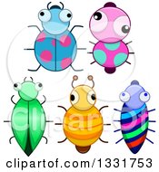 Clipart Of Cartoon Colorful Bugs Royalty Free Vector Illustration