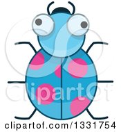 Clipart Of A Cartoon Blue And Pink Spotted Beetle Royalty Free Vector Illustration by Liron Peer