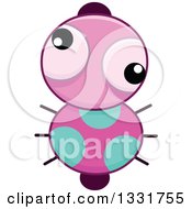 Poster, Art Print Of Cartoon Pink And Turquoise Spotted Bug