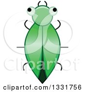 Clipart Of A Cartoon Green Beetle Royalty Free Vector Illustration
