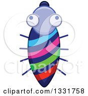 Clipart Of A Cartoon Colorful Striped Bug Royalty Free Vector Illustration