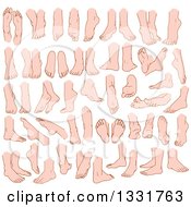 Clipart Of Cartoon Caucasian Male And Female Feet 2 Royalty Free Vector Illustration by Liron Peer