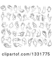Clipart Of Cartoon Black And White Hands 3 Royalty Free Vector Illustration by Liron Peer