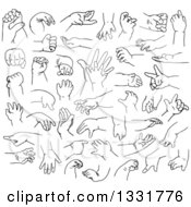 Clipart Of Black And White Baby Hands Royalty Free Vector Illustration