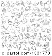 Clipart Of Cartoon Black And White Hands 2 Royalty Free Vector Illustration by Liron Peer
