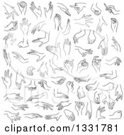 Clipart Of Cartoon Black And White Female Hands Royalty Free Vector Illustration by Liron Peer