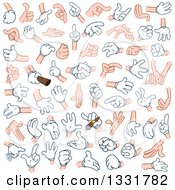 Poster, Art Print Of Cartoon Gloved And Bare Caucasian Hands 2