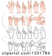 Cartoon Black And White And Caucasian Hands Gesturing