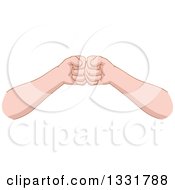 Clipart Of White Male Hands Doing A Fist Bump 2 Royalty Free Vector Illustration