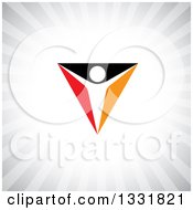 Clipart Of A White Person In A Black Orange And Red Triangle Over Gray Rays Royalty Free Vector Illustration by ColorMagic
