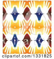 Poster, Art Print Of Seamless Hand Background Pattern With Blue White And Red Diamonds