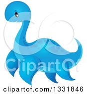 Poster, Art Print Of Cartoon Blue Cute Pliosaur Dinosaur