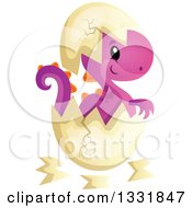 Poster, Art Print Of Cartoon Cute Hatching Purple Baby Dinosaur